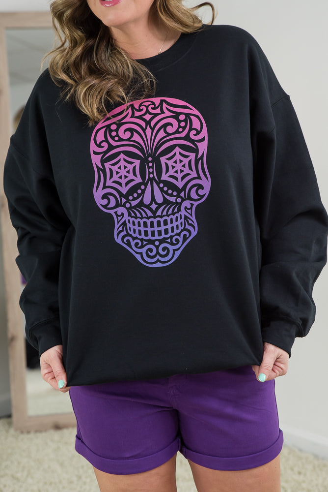 Magenta Sugar Skull Crewneck