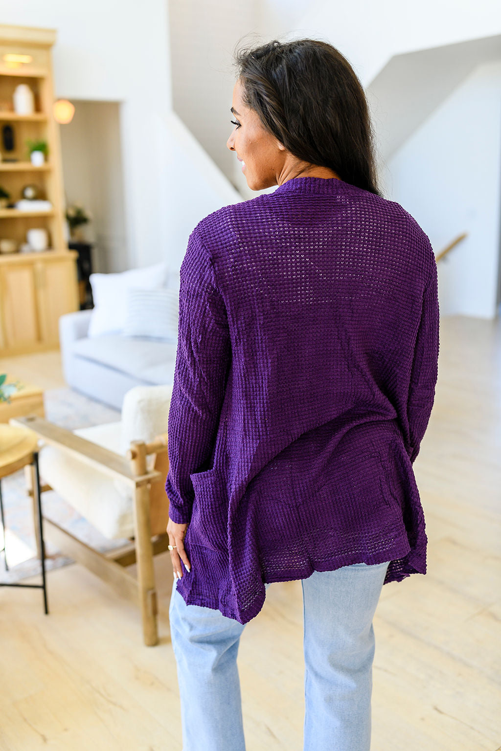 Bonnie Waffle Cardigan With Thumbhole