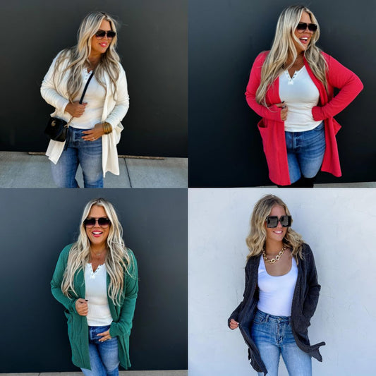 PREORDER: Winter Reese Ribbed Cardigan in Four Colors